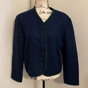 Vintage Pendleton Blue Green 100% Wool Button Closure Blazer